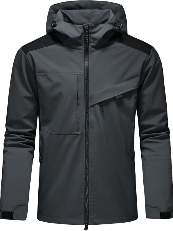 Waterproof Jackets for Men Lightweight Rain Jacket Hooded Raincoat Zip Windbreaker for Running Hiking Travel