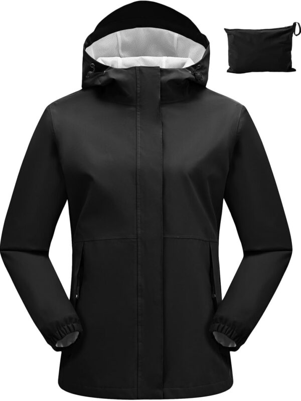 Women Cycling Rain Jacket Waterproof Lightweight Packable Raincoat with Hood Windbreaker for Outdoor Travel Hiking