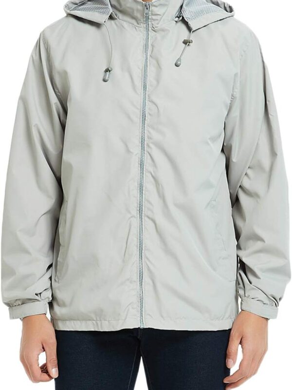 Mens Lightweight Windbreaker Waterproof Rain Jacket with Removable Hood