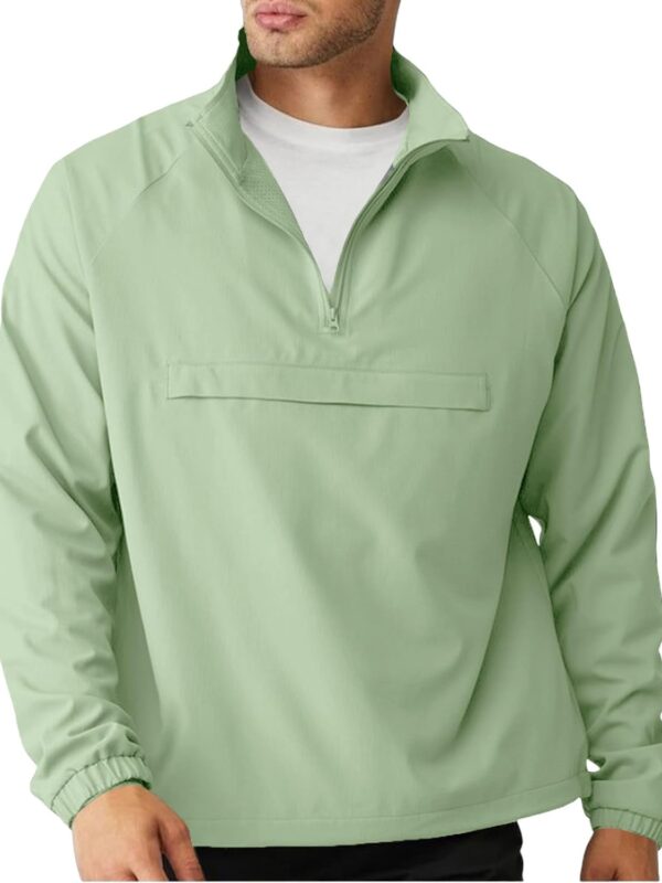 Men's Athletic Quarter Zip Pullover Golf Hiking Running Lightweight Jacket Workout Sweatshirt With Pocket