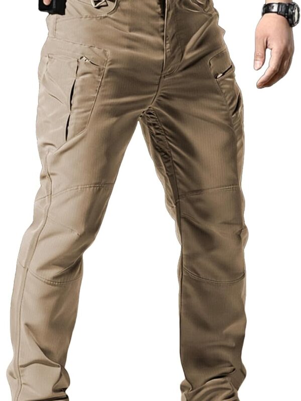 Men's Stretch Tactical Pants,Water Resistant Ripstop Cargo Pants,Lightweight Outdoor Work Hiking Pants with Pockets(No Belt)