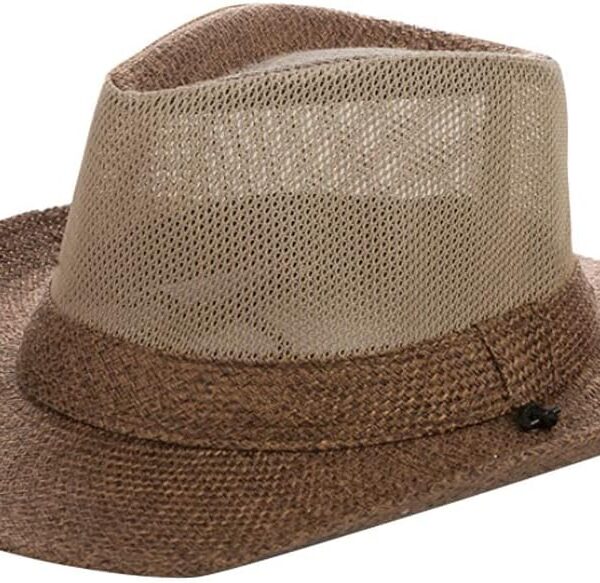 Wide Brim Straw Panama Hat Fedora Beach Sun Hat UPF50+ Unisex Fishing Hats