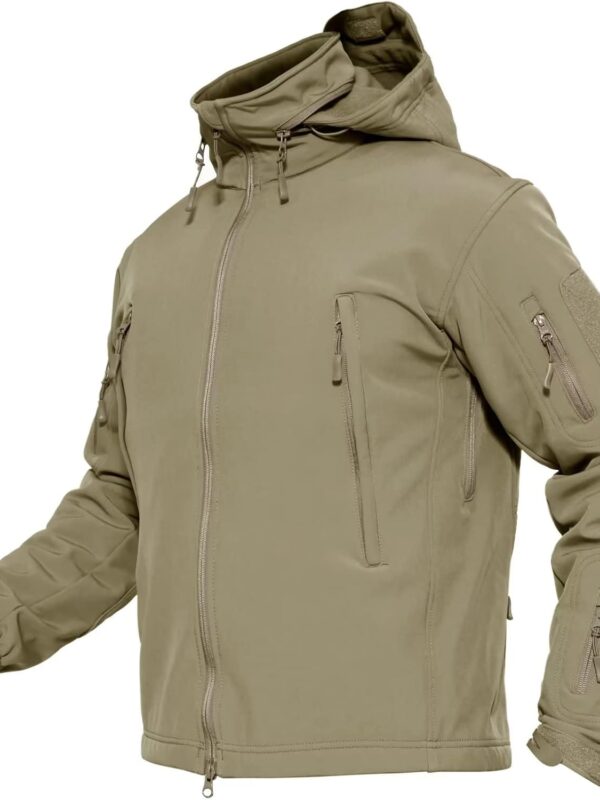 Men's Tactical Jacket Winter Snow Ski Jacket Water Resistant Softshell Fleece Lined Winter Coats Multi-Pockets