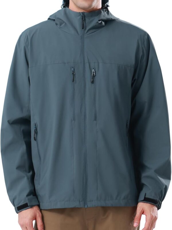 Men Waterproof Softshell Jacket Lightweight Windbreaker Hooded Rain Coat For Outdoor Hiking