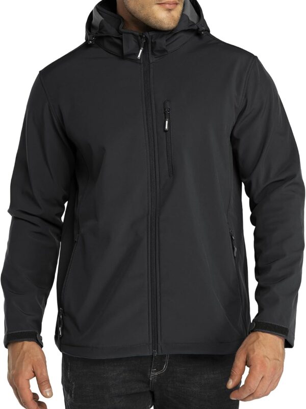 Outdoor  Men Lightweight Softshell Jacket Fleece Lined Hooded Water Resistant Winter Hiking Windbreaker Jackets