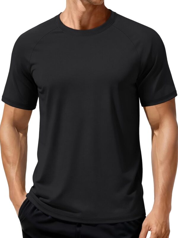 Mens Short Sleeve Dry Fit T-Shirts UPF 80+ Athletic Moisture Wicking Lightweight Workout Running Swim Shirts