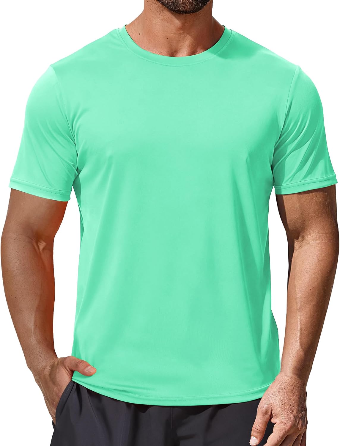 Men's Workout T-Shirt Sport UPF 50+ Sun Protection Rash Guard Shirts Dry Fit Moisture Wicking Athletic Tops