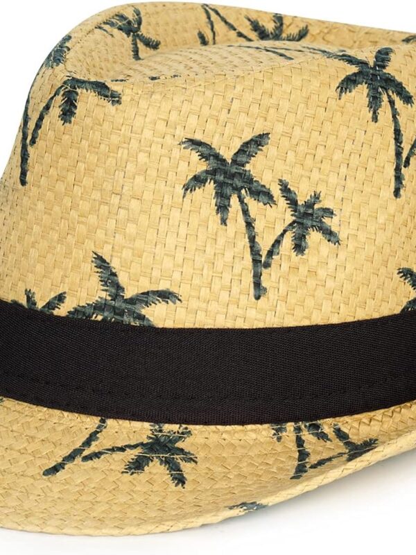 Summer Straw Fedora Hat Short Brim Panama Sun Hat Trilby Beach Hat for Men & Women