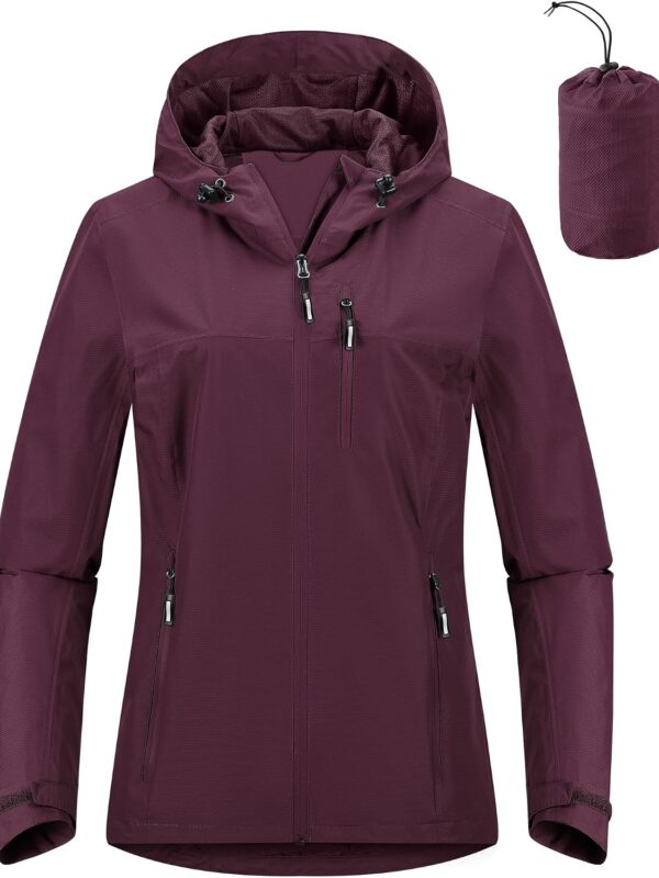 Packable Rain Jacket Women Lightweight Waterproof Raincoat with Hood Cycling Bike Jacket