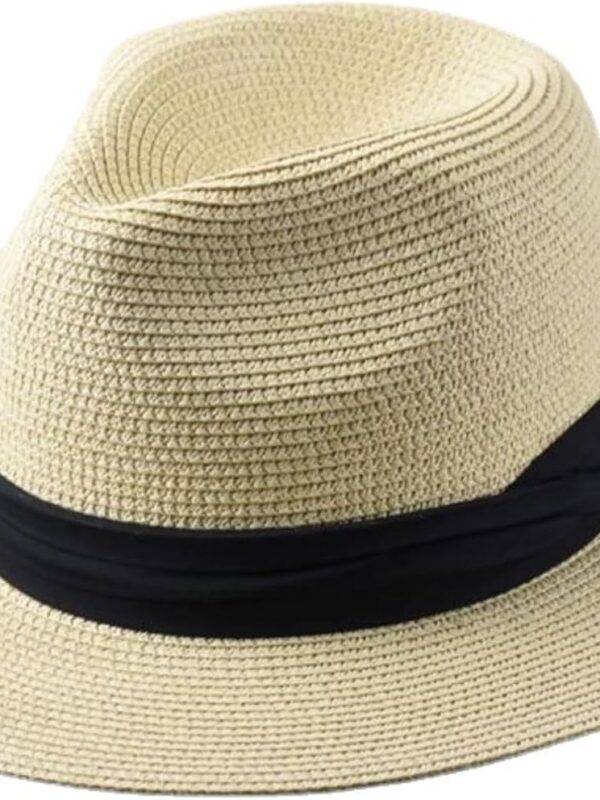 Panama Hat Sun Hat Straw Fedora Hat for Men Women Wide Brim Summer Beach Hat UV UPF 80+