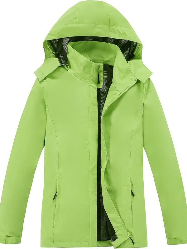 Women Lightweight Rain Jacket with Hood, Waterproof Travel Jacket