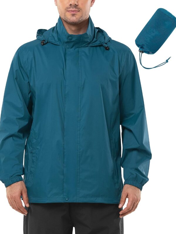 Men's Rain Jacket Waterproof Lightweight Packable Rain Shell Raincoat with Hood for Golf Hiking Travel