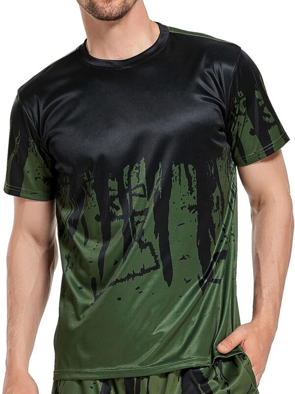 Men's Quick Dry Ink Splash Tees Breathable Short Sleeve Basketball Gym Workout Casual Graphic Shirts
