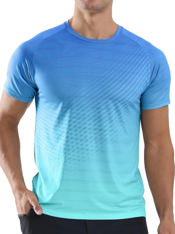 Men's Athletic Running T-Shirts Quick Dry Gym Workout Shirts Moisture Wicking Short-Sleeve Lightweight Sports Tee Tops